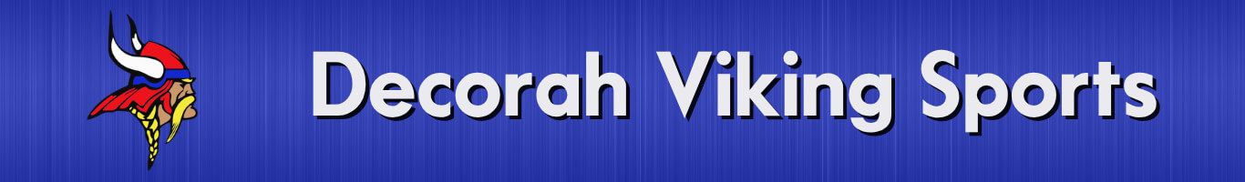 Banner with Decorah Viking logo, text: "Decorah Viking Sports"